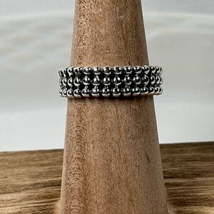 Solid 925 Sterling Silver Dotted Band Ring Size 7